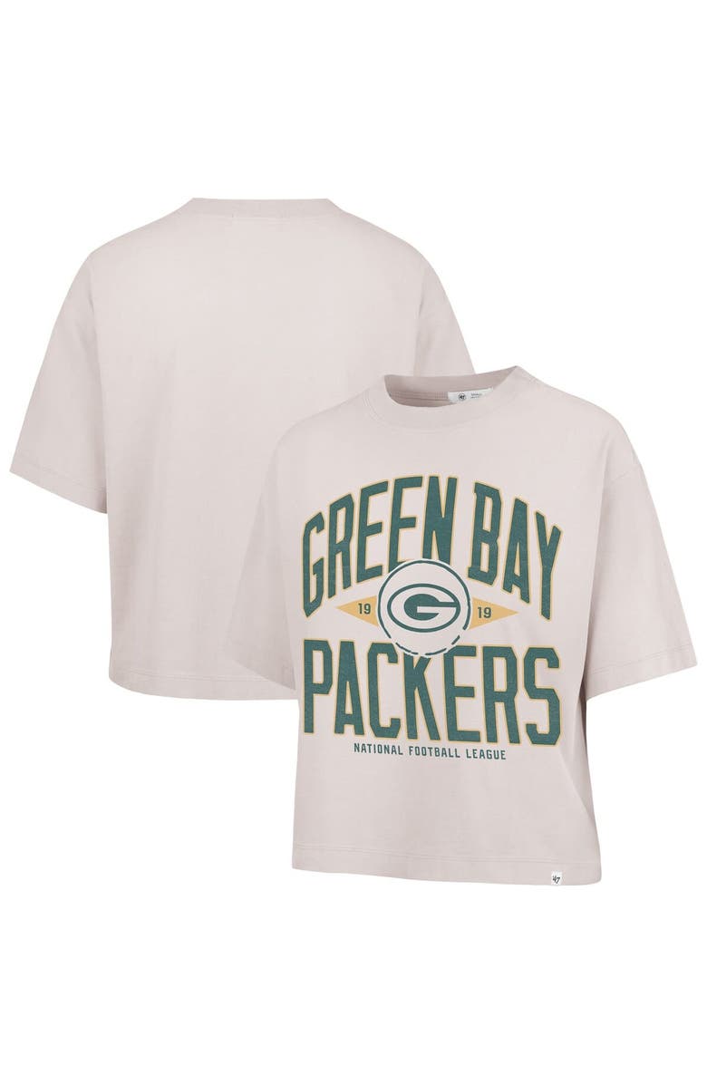 '47 Women's '47 Natural Green Bay Packers Cropped Windthrow Ravine T-Shirt, Alternate, color, 