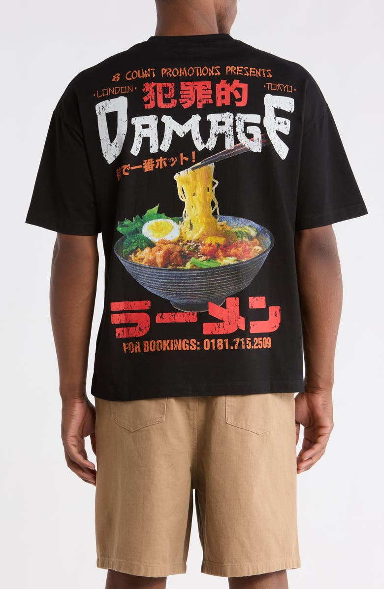 CRIMINAL DAMAGE Ramen Graphic Crewneck T-Shirt, Alternate, color, Black