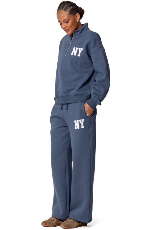 Shop Edikted Ny Wide Leg Sweatpants In Blue