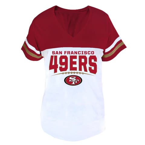 Women's Profile Scarlet/White San Francisco 49ers Plus Size Split Body V-Neck T-shirt
