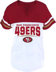 PROFILE Women's Profile Scarlet/White San Francisco 49ers Plus Size Split Body V-Neck T-shirt