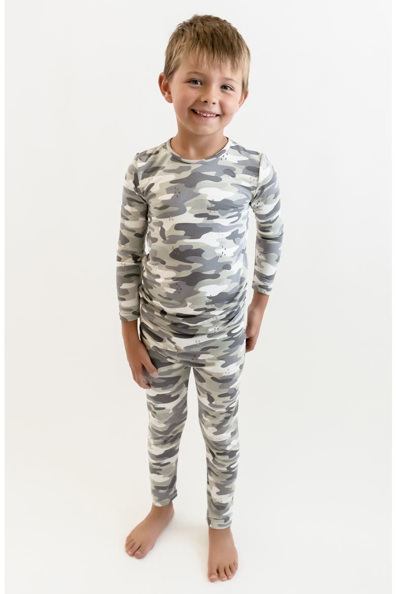 Kids' Grey Camo Fitted Two-Piece Pajamas, Alternate, color, GREY CAMO