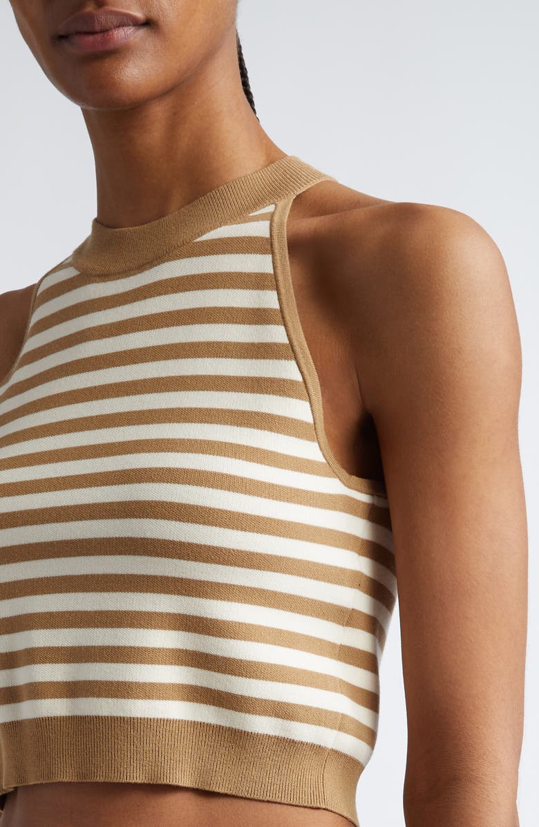 Max Mara Tenna Stripe Sleeveless Crop Sweater, Alternate, color, Honey