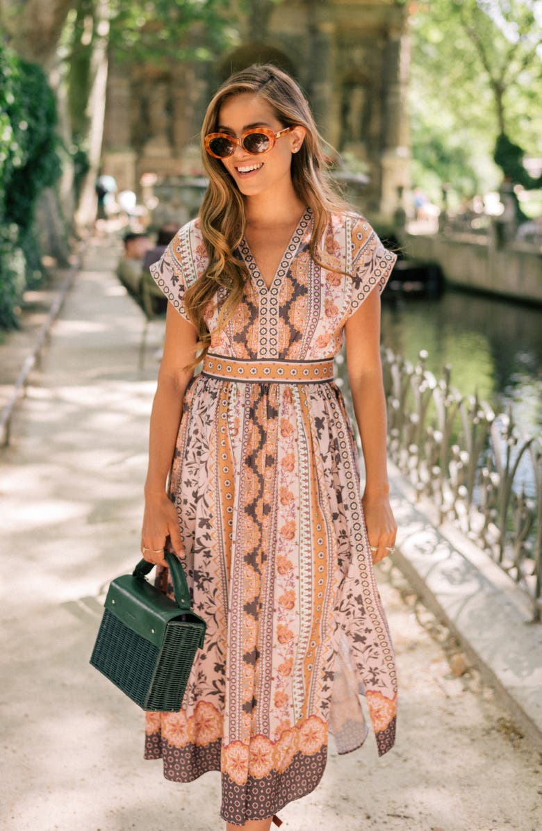 Gal Meets Glam Collection Liza Print Charmeuse Dress, Alternate, color, 