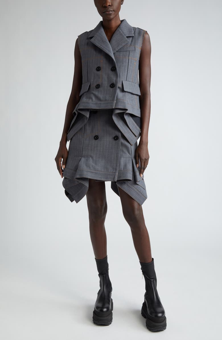 Sacai Pinstripe Double Breasted Vest, Alternate, color, 