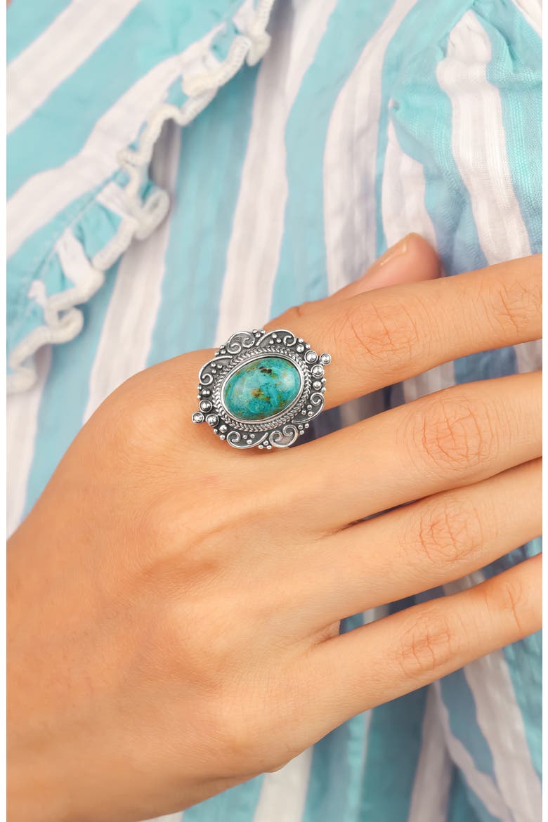 Chrysocolla Silver Plated Ring, Alternate, color, BLUE