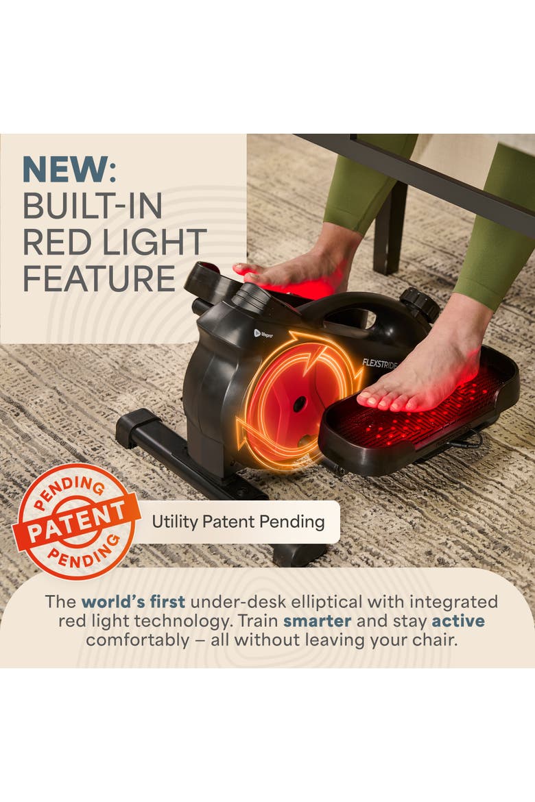 Flex Stride Plus Under Desk Bike Pedal Elliptical Exerciser with Red light, Alternate, color, with Red Light