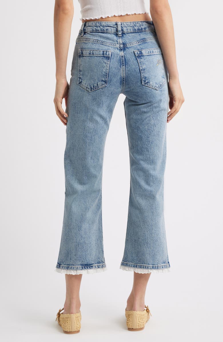 Damson Madder Kenny Broderie Trim Straight Leg Jeans, Alternate, color, Blue