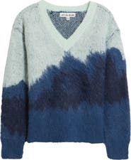 CITY BLUES Brushed Jacquard V-Neck Sweater