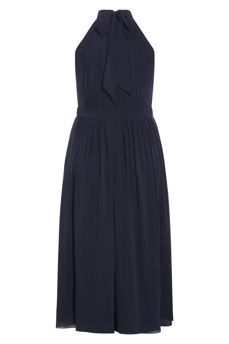 Lucy Pleated Halter Neck Maxi Dress, Alternate, color, NAVY