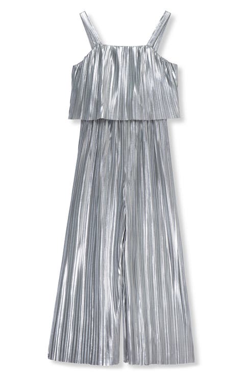 Kids' Metallic Plissé Wide Leg Jumpsuit (Big Kid)