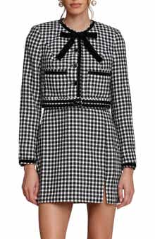 Avec Les Filles Tweed Bow Crop Jacket