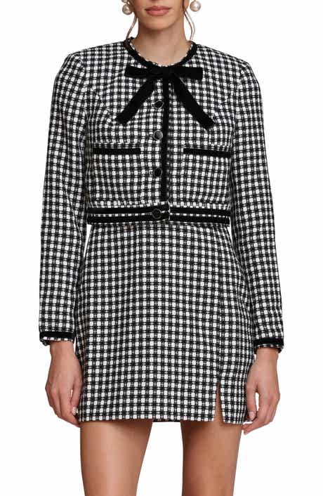 Avec Les Filles Tweed Bow Crop Jacket