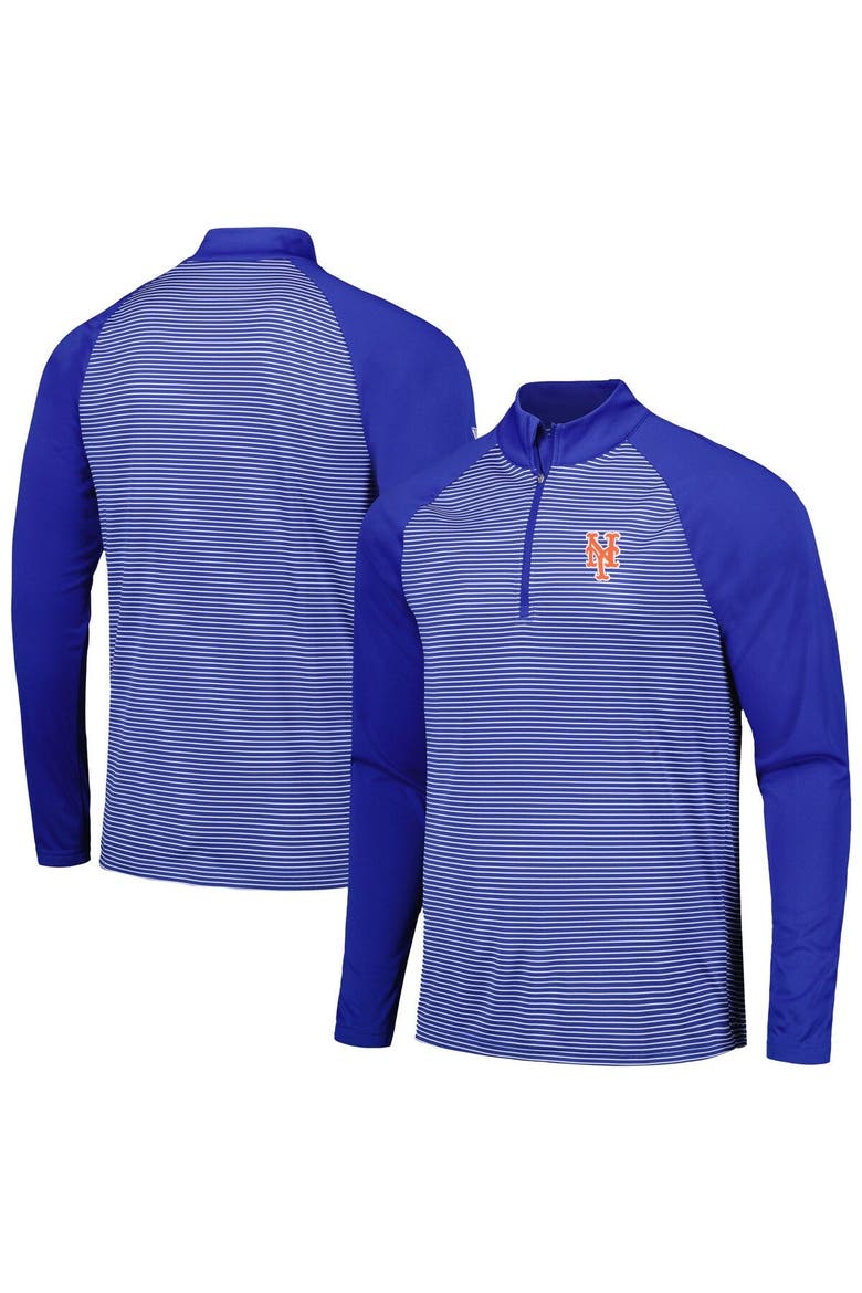Men's Levelwear Royal New York Mets Charter Striped Raglan Quarter-Zip Top, Main, color, Royal