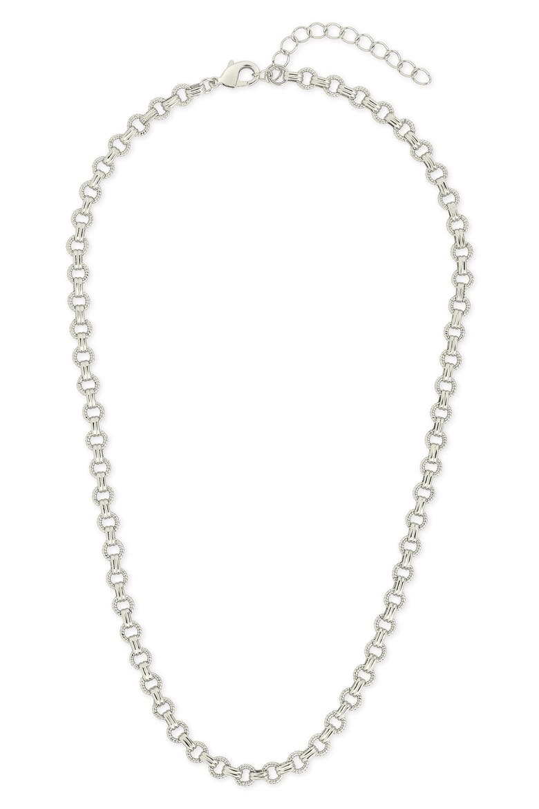 Parker Textured Chain Necklace, Alternate, color, SILVER
