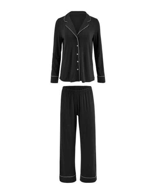 Adore Me Matilda Knit Pajama Set In Black