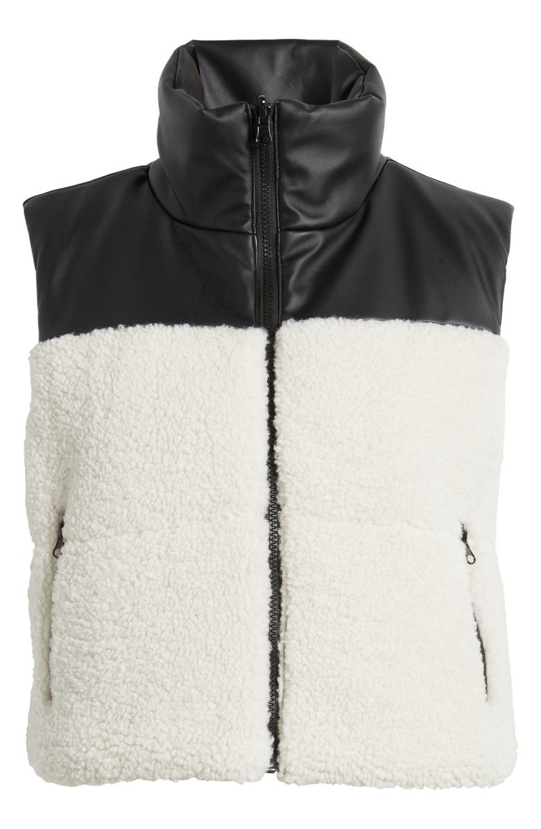 Thread & Supply Faux Leather & Faux Shearling Crop Vest, Main, color, 