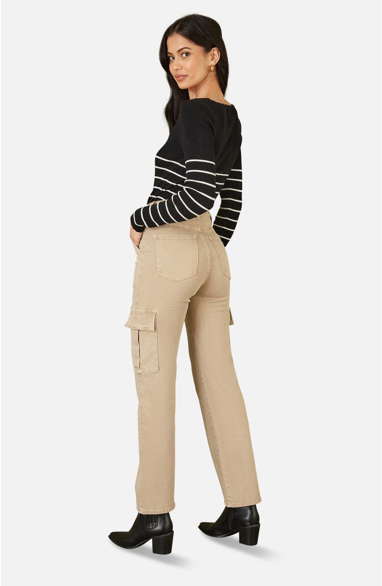Yumi High Waist Utility Stretch Cargo Pants, Alternate, color, Stone