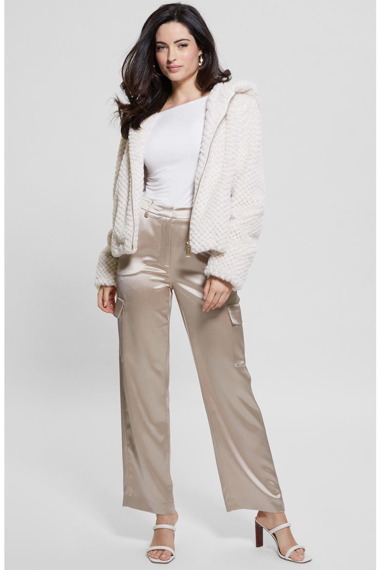 Theoline Faux Fur Hooded Jacket, Alternate, color, MUTED STONE