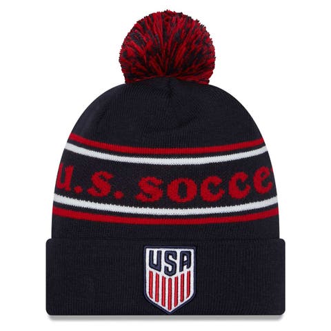 Men's New Era Navy USMNT Marquee Cuffed Knit Hat with Pom