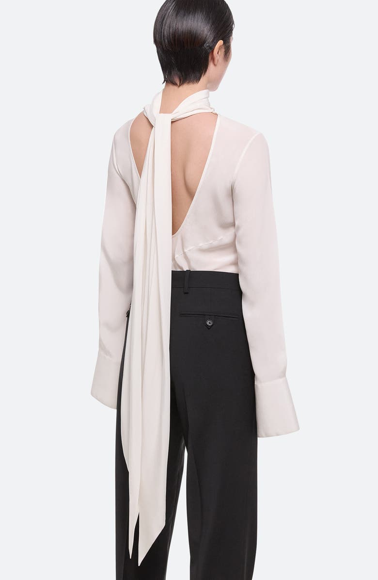 Helmut Lang Silk Long Sleeve Top with Scarf, Alternate, color, White