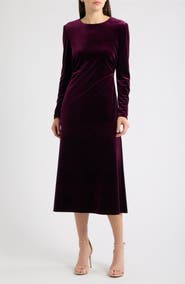 Julia Jordan Long Sleeve Velvet Midi Dress