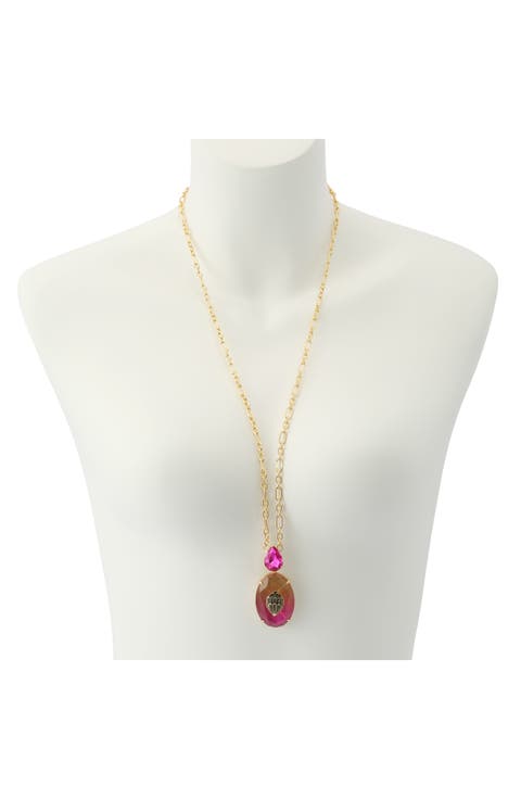 Gemstone Long Pendant Necklace