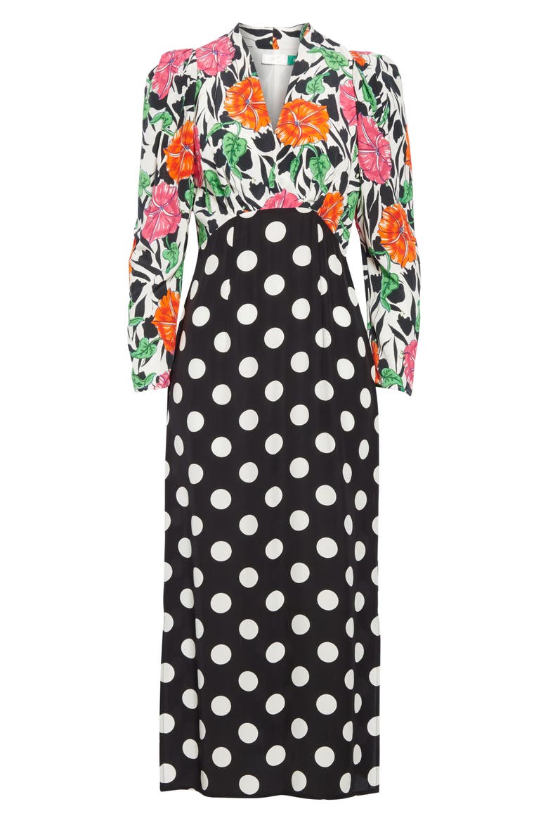 Gretal Floral & Polka Dot Print Dress, Alternate, color, MAXI SPOT FLORAL CHAIN