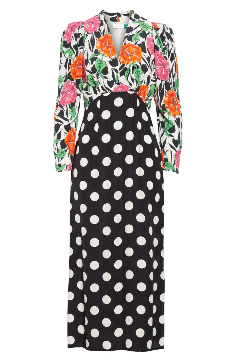 RIXO Gretal Floral & Polka Dot Print Dress, Alternate, color, 