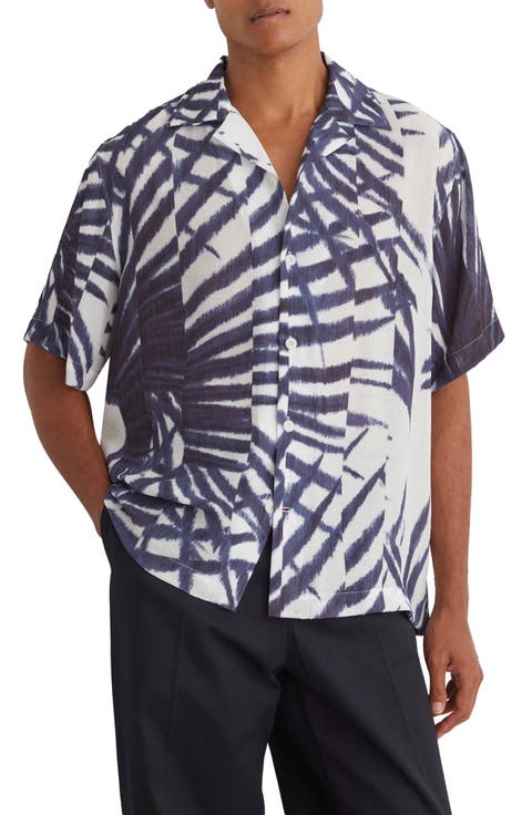 Shindora Relaxed Fit Palm Print Camp Shirt