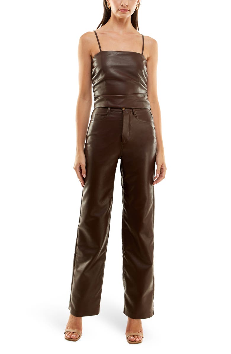 WAYF x Jourdan Sloane Giselle Faux Leather Pants, Alternate, color, Espresso