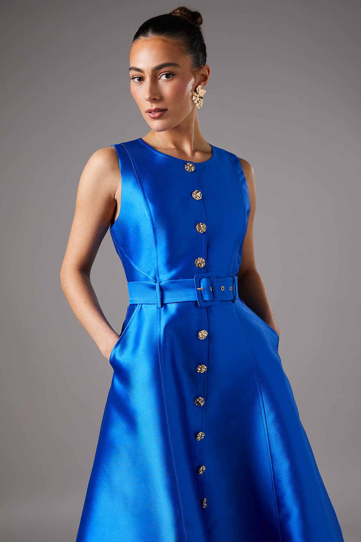 Button Through Belted Prom Dress - image 2