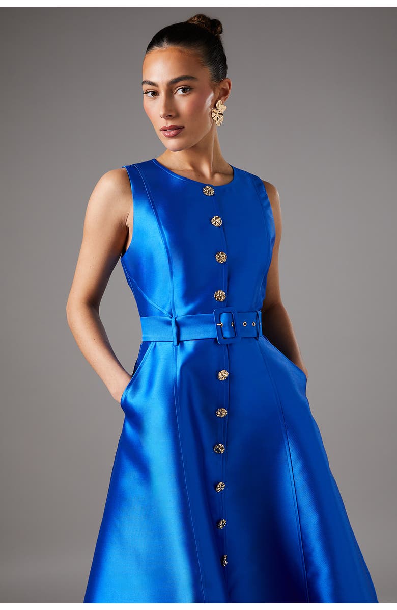 Coast Button Through Belted Prom Dress, Alternate, color, Cobalt