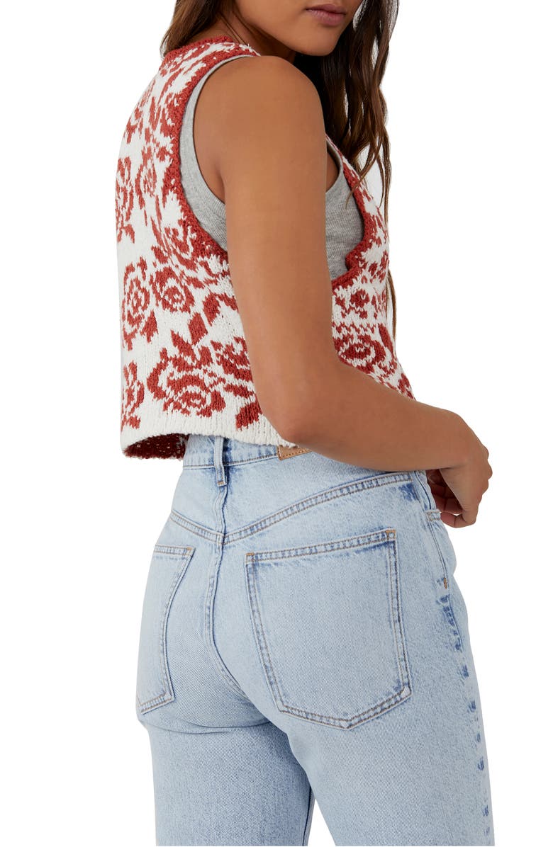 Free People Rosie Crop Sweater Tank, Alternate, color, Red Rose Combo