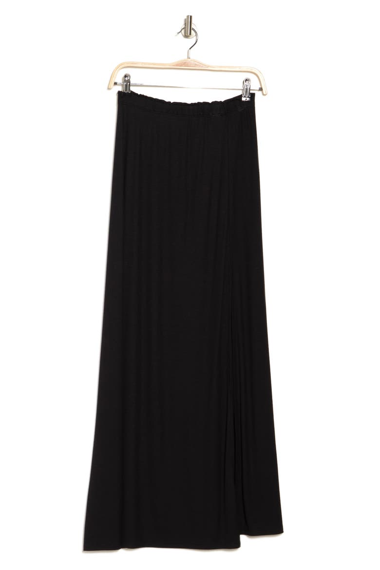 One Slit Ruffle Maxi Skirt, Alternate, color, BLACK