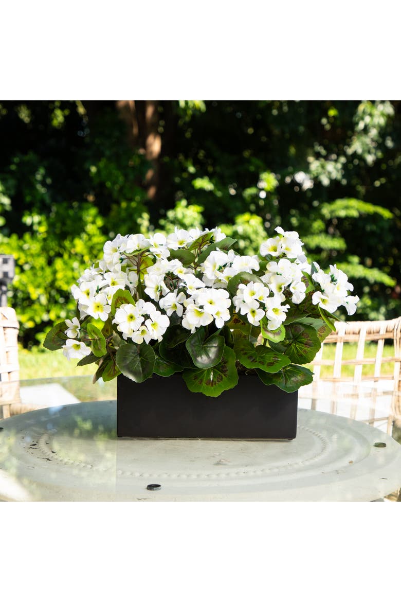 13-in UV Resistant Artificial Geranium in Rectangular Planter, Alternate, color, White