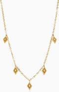 Oradina 14K Yellow Gold Roma Diamond Station Charm Necklace