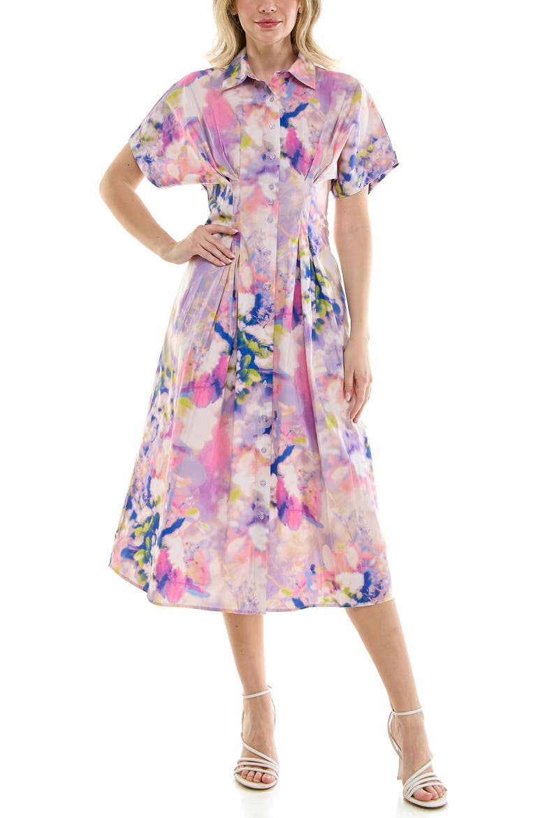 Pintuck Waist Midi Shirtdress, Alternate, color, DREAMSCAPE