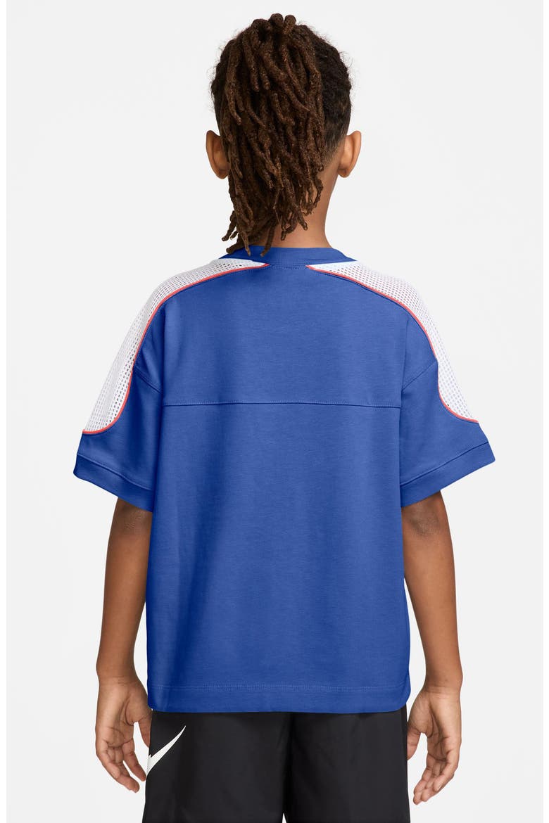 Kids' Nike Sportswear Mesh Shoulder Performance T-Shirt, Alternate, color, GAME ROYAL/ WHITE/ RED/ ROYAL