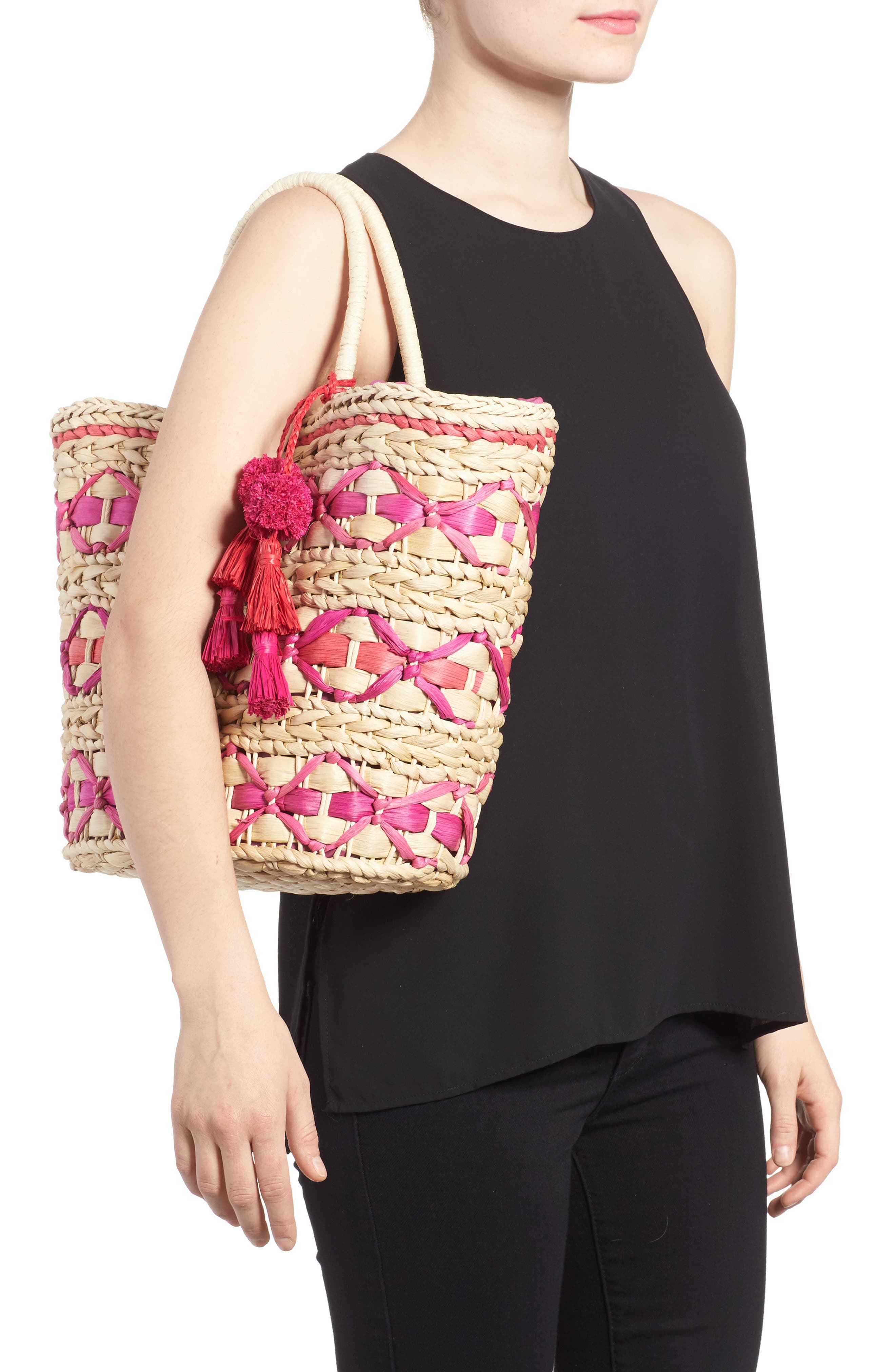 Nordstrom Color Pop Woven Tote, Alternate, color, 