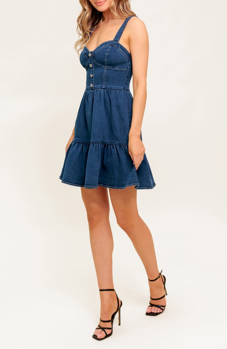 FLYING TOMATO Denim Minidress, Alternate, color, Medium Indigo