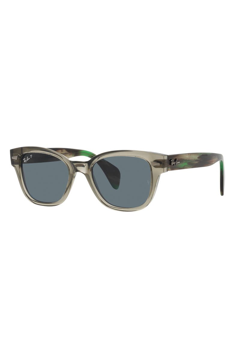 Ray-Ban 52mm Polarized Square Sunglasses, Alternate, color, Transparent Green
