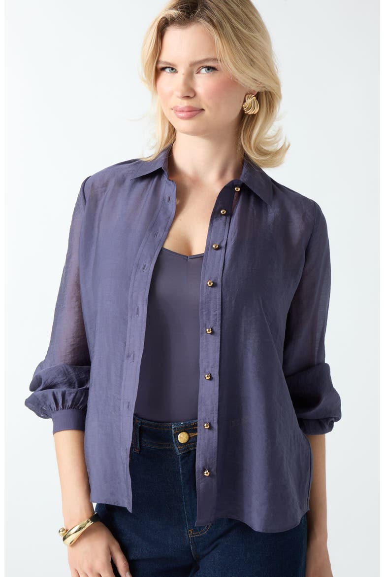 Autumn Tencel Button-Up Shirt, Alternate, color, OPEN PURPLE