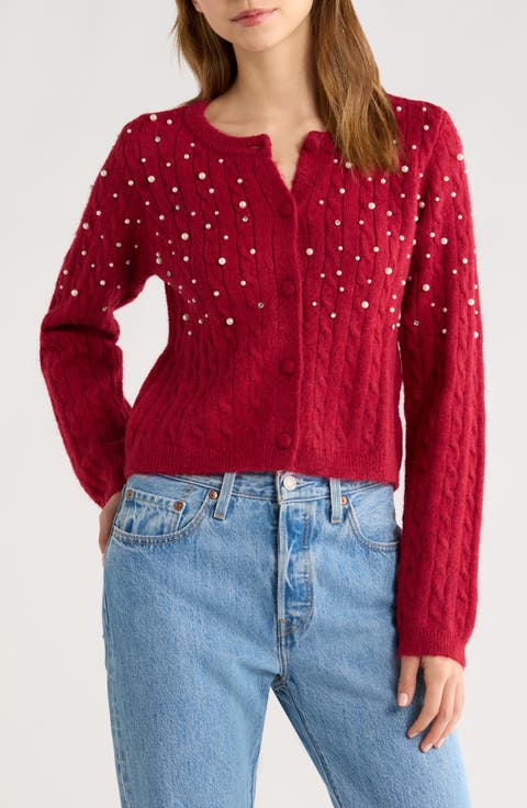 Faux Pearl Embellished Sweater