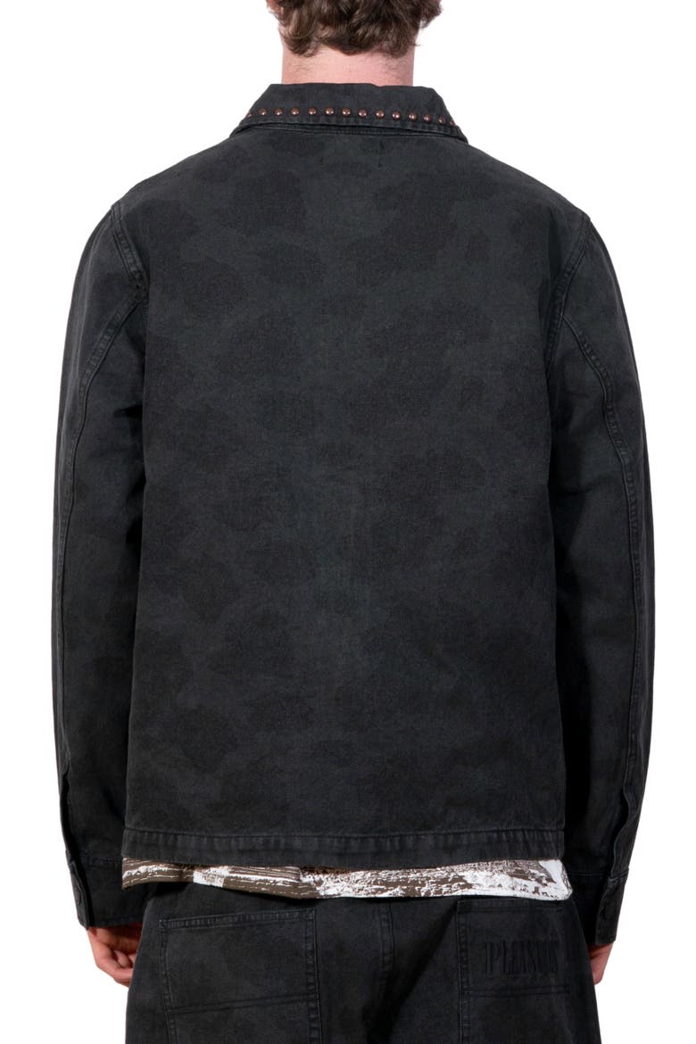 Studded Denim Jacket, Alternate, color, BLACK