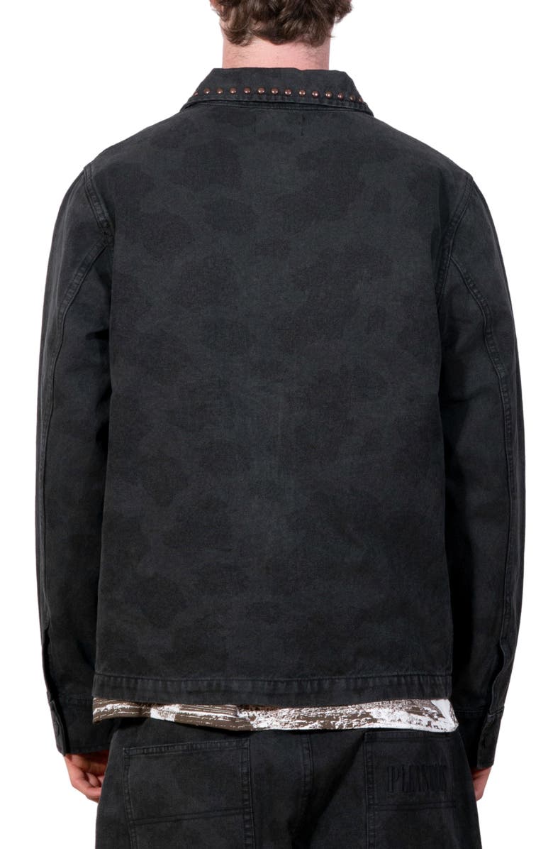 PLEASURES Studded Denim Jacket, Alternate, color, Black