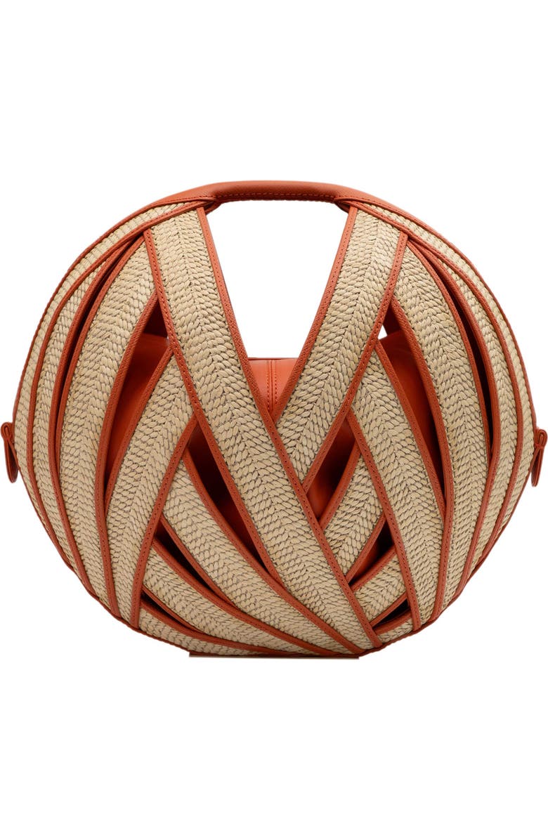 PERRIN PARIS Le Panier Handbag Raphia Flame, Main, color, Raphia Beige / Flamme