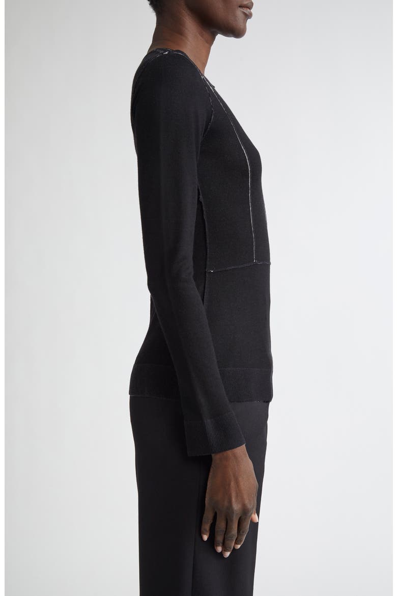 Panelled Merino Wool Cardigan, Alternate, color, CALICO/ BLACK