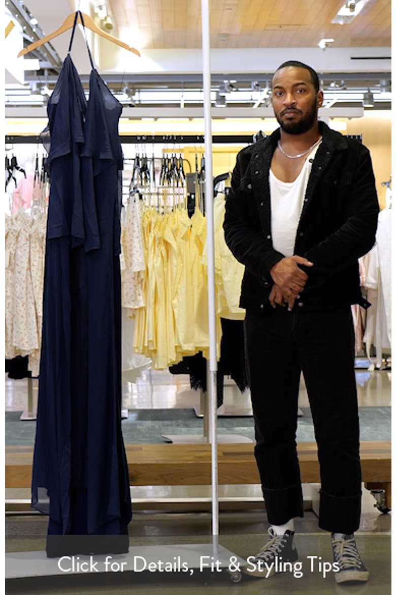 Devlyn Chiffon Drape Long Sleeve Gown video