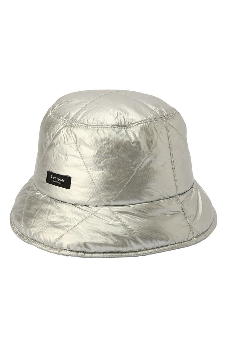 Kate Spade New York sam metallic quilted bucket hat, Alternate, color,
